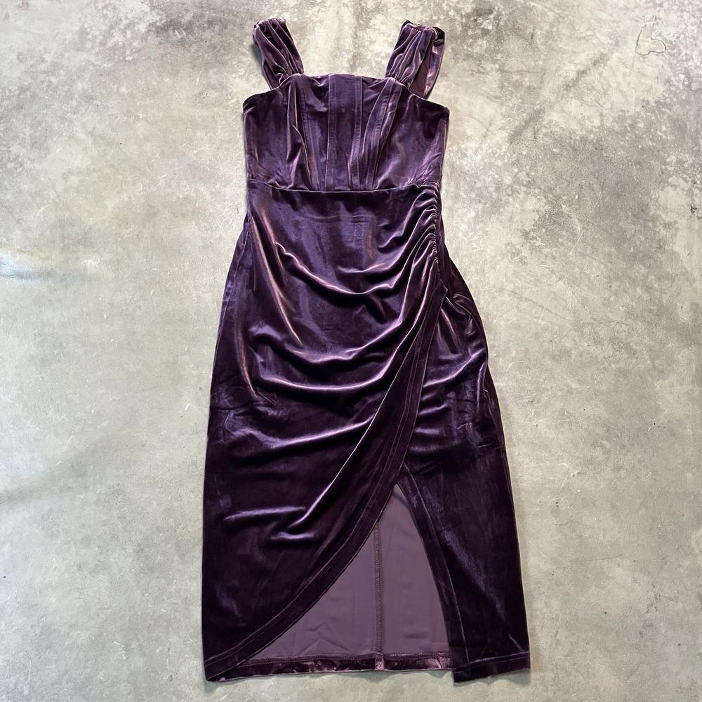 Cache Dress Womens Size 2 Purple Elderberry Evening Velvet Sheath‎